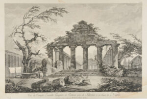 Vue du Temple Exastile Periptere de Pestum pres de Salernes à 20. lieues de Naples