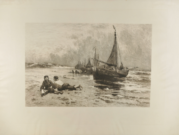 FISHING BOATS ANCHORED ON A BEACH