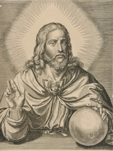 CHRIST (WITH RIGHT HAND RAISED IN BLESSING, LEFT HAND HOLDING A GLOBE)