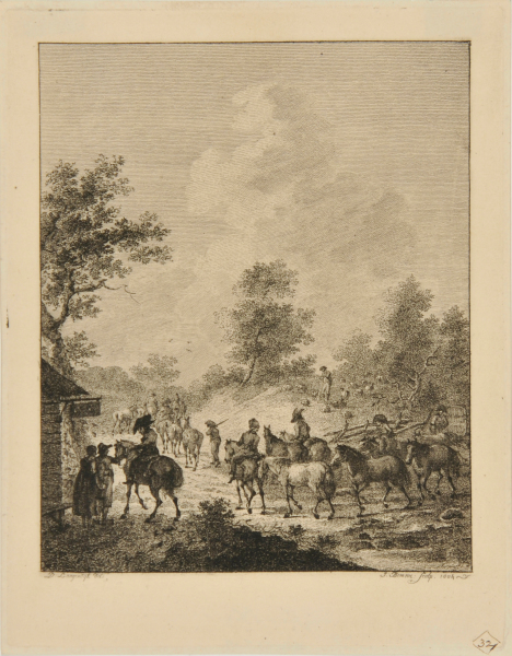 Soldiers with Horses on Road