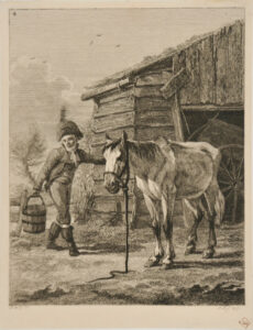 Man Carrying Water to Horses