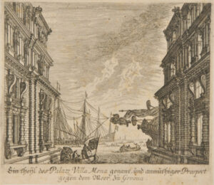 Ein theijl des Palazz Villa Mena genant, und anmuthiger Prospect gegen dem Meer, zu Genoua