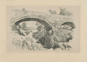 Arched Stone Bridge Over a River with Rocky Banks