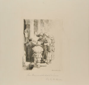 Beggars receiving alms at the door of a house
