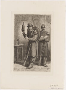 Two French Soldiers Drinking
