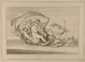 Apollo and Venus (?) on a Shell, Drawn by Dolphins