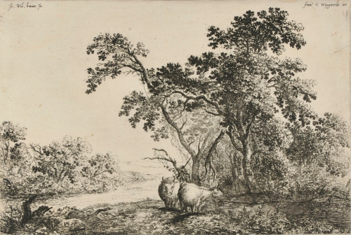 Landscape with Cattle Standing in a Stream