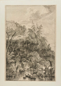 Woman on Horseback with Man Standing in Water