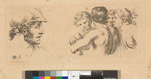 RECUEIL DE QUARANTE GRIFFONEMENTS ET EPREUVES D'EAU-FORTE PAR DELLA BELLA (HEAD OF SOLDIER AND FIVE OTHER MEN)