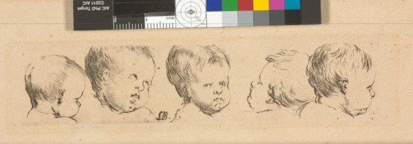 RECUEIL DE QUARANTE GRIFFONEMENTS ET EPREUVES D'EAU-FORTE PAR DELLA BELLA (FIVE HEADS OF CHILDREN)