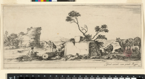 THE DRAUGHTSMAN WATCHED BY A SHEPHERD LEANING ON HIS STICK