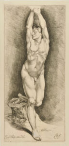 Nude Man with Arms Upraised