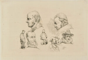 Studies of Seven Heads and Two Figures