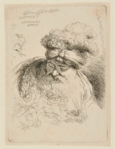 Bearded Man with Lowered Eyes, Wearing a Fur-trimmed Turban