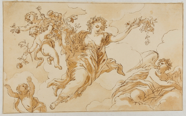 Flora con Zeffiro di sotto in sù (Flora Strewing Flowers)