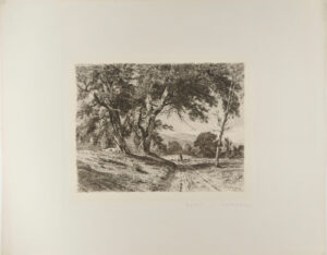 Landscape with Flock of Sheep on a Road