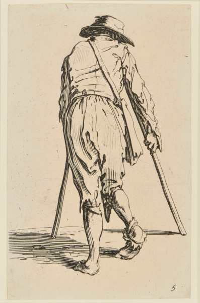 The Beggar on Crutches, Seen from the Back, Wearing a Hat - Image 2