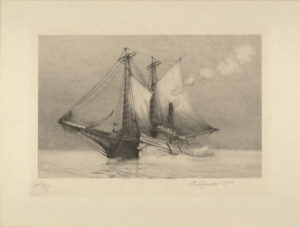 Home Again (A tug towing a sailboat into harbor)