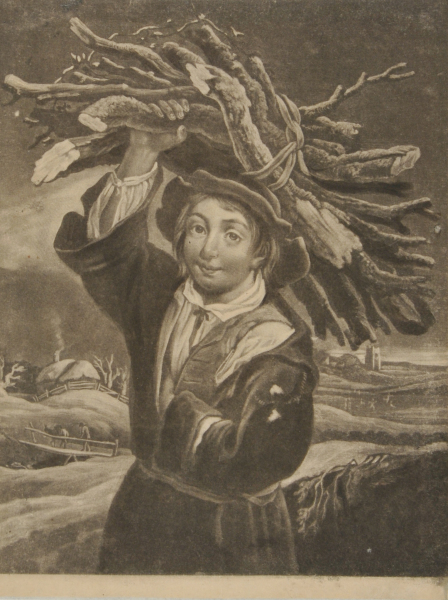 Boy Carring a Bundle of Sticks on His Head