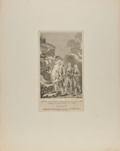 History Conducting Patriotism, Fortitude and Wisdom to the Temple of Fame, Personified by Generals Washington, Green and Hamilton