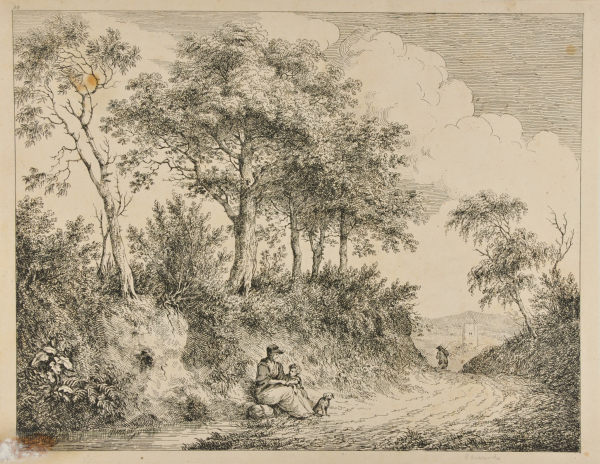 Landscape, with Woman and Child Resting by the Road