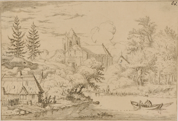 Barrels and Boards on the Bank of a River