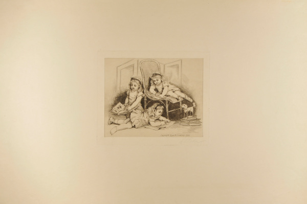 Three Little Girls Drawing and Reading