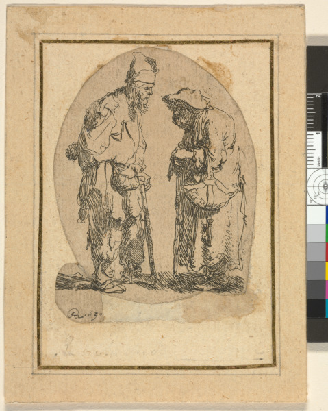 BEGGAR MAN AND BEGGAR WOMAN CONVERSING