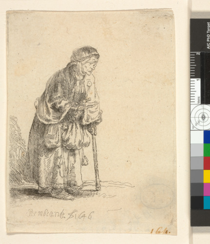 BEGGAR WOMAN LEANING ON A STICK