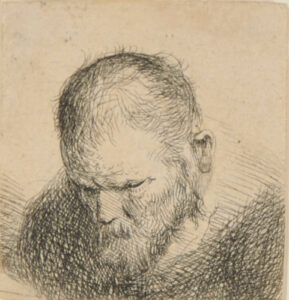 Small Bust of Bearded Man Looking Down, with Eyes Nearly Closed