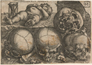 Sleeping Child with Four Skulls