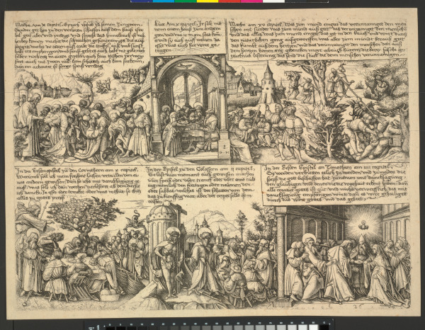 SIX SCENES ILLUSTRATING VARIOUS BIBLE PASSAGES, INCLUDING CHRIST INSTRUCTING HIS APOSTLES AND SAINT PAUL PREACHING
