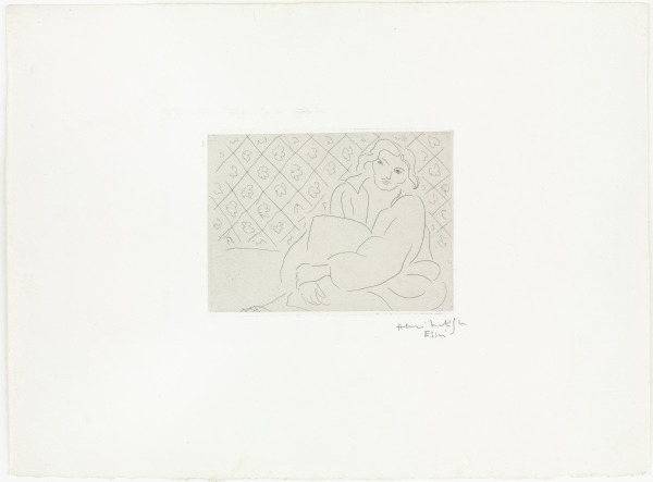 SEATED FIGURE ON A FLOWERED BACKGROUND