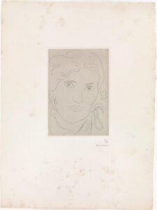 Young Girl, Wavy Ribbons on Left Shoulder