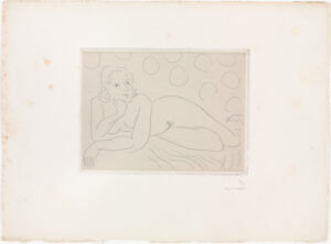 Outstretched Nude on Background with Circular Motifs