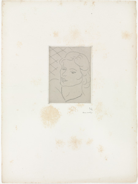HEAD OF A YOUNG WOMAN WITH DIAMOND-PATTERNED BACKGROUND