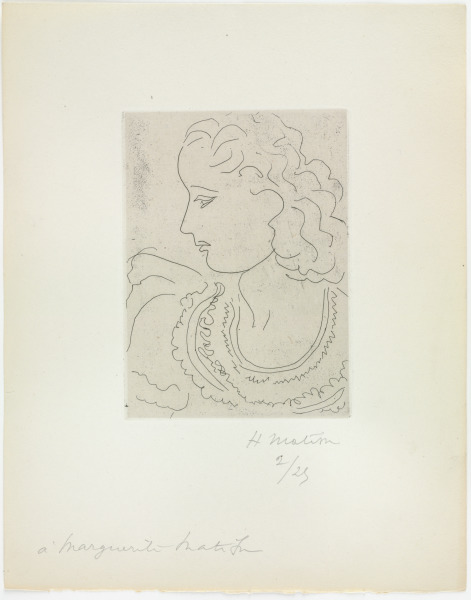 PROFILE OF YOUNG WOMAN, LACE BLOUSE