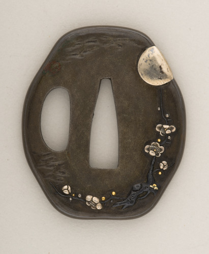 Hand Guard (tsuba) Decorated with Plum Blossoms and Moon - Image 2