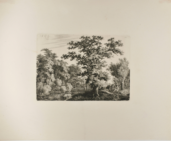 LANDSCAPE WITH FLUTE-PLAYING SHEPHERD AND COW NEAR A BROOK