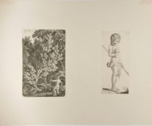Forest Landscape with Archer (left); Standing Shepherd Boy with a Gourd (right)