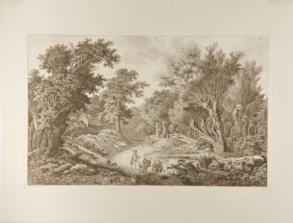 Two Cows and a Farmer on a Road, near Krug in Tegel, Three Miles from Berlin