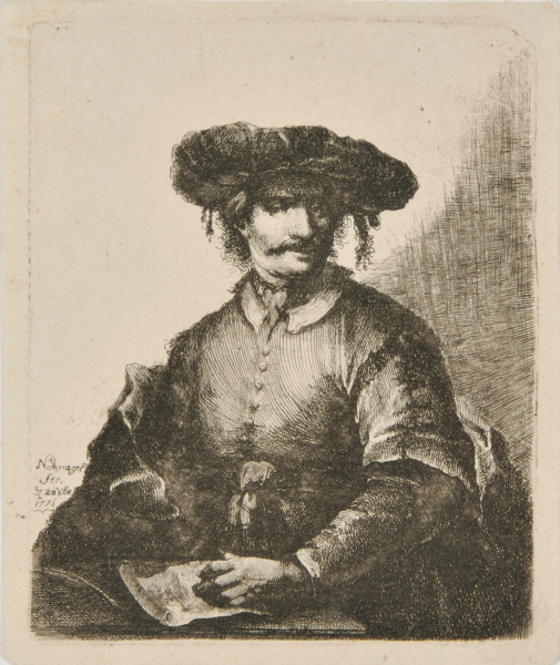 PORTRAIT OF AN ARTIST HOLDING A DRAWING