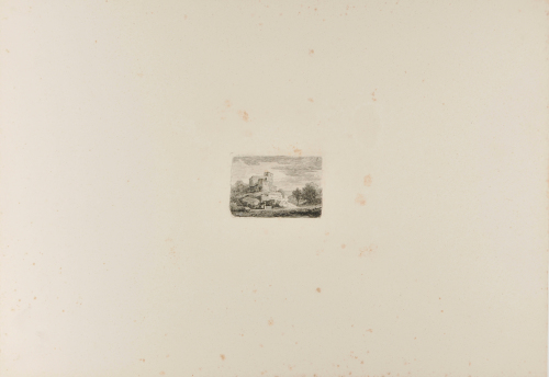 CLOUDY NORDIC LANDSCAPE, WITH LARGE BUILDING ON A HILL