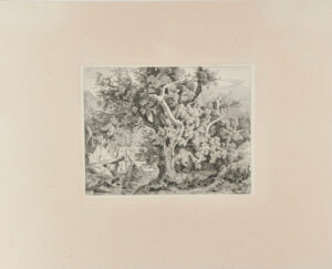 Great Oak Tree in the Woods of Ilmenau with a Wooden Foot Bridge over a Stream