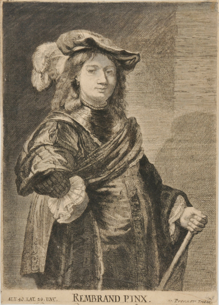 PORTRAIT OF A YOUNG MAN, STANDING THREE-QUARTERS LENGTH, WEARING A FLAT CAP WITH FEATHERS AND SASH