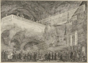 Outdoor Religious Service at Night