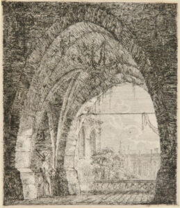 Gallery with Gothic Arches, Halberdier at Left