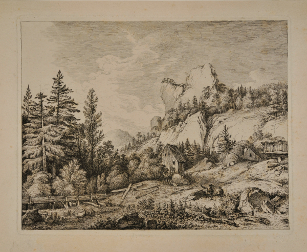 Rocky Landscape with Two Men Sitting in Foreground - Image 2