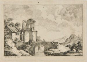 Landscape with Man Driving a Cow over a Bridge