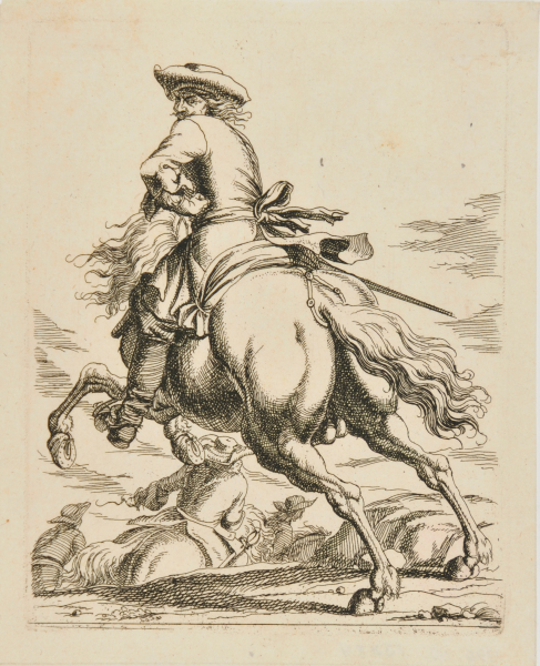 Galloping Horse with Rider, Seen from the Back